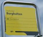 (153'705) - STI-Haltestellenschild - Teuffenthal, Burghalten - am 10. August 2014