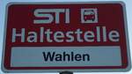 (136'794) - STI-Haltestellenschild - Thierachern, Wahlen - am 22. November 2011