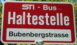 (128'184) - STI-Haltestellenschild - Thun, Bubenbergstrasse - am 1.