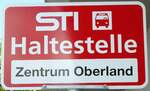 (128'188) - STI-Haltestellenschild - Thun, Zentrum Oberland - am 1. August 2010