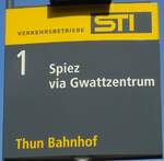 (129'294) - STI-Haltestellenschild - Thun, Bahnhof - am 4. September 2010