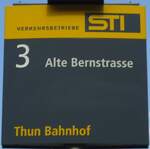 (129'299) - STI-Haltestellenschild - Thun, Bahnhof - am 4. September 2010