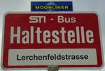 (142'555) - STI-Haltestellenschild - Thun, Lerchenfeldstrasse - am 16.