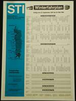 (145'032) - STI-Fahrplan von 1981 bis 1982 am 15. Juni 2013 in Thun, Garage