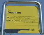 (153'954) - STI-Haltestellenschild - Zeughaus - am 17. August 2014