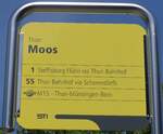 (153'959) - STI-Haltestellenschild - Thun, Moos - am 17. August 2014