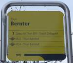 (158'568) - STI-Haltestellenschild - Thun, Berntor - am 2. Februar 2015