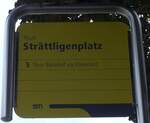 (175'060) - STI-Haltestellenschild - Thun, Strttligenplatz - am 21. September 2016