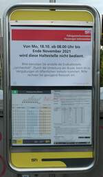 (229'127) - STI-Fahrgastinformation am 13. Oktober 2021 in Thun-Lerchenfeld, Forstweg