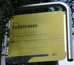 (231'050) - STI-Haltestellenschild - Thun, Tellstrasse - am 5.