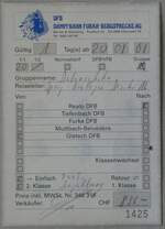 (233'326) - Bus-Quittung von der DFB Dampfbahn Furka-Bergstrecke vom 20. August 2001 am 28. Februar 2022 in Thun 