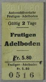 (237'901) - AFA-Einzelbillet vom 26. Mrz 1960 am 3. Juli 2022 in Thun