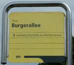 (239'978) - STI-Haltestellenschild - Thun, Burgerallee - am 7.