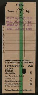 (244'035) - RBS-Mehrfahrtenkarte am 19. Dezember 2022 in Thun