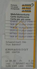 (245'098) - Postauto-Mehrfahrtenkarte am 16. Januar 2023 in Thun