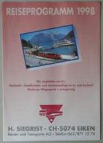 (252'922) - Siegrist-Reiseprogramm 1998 am 24. Juli 2023 in Thun (Vorderseite)