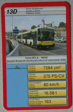 (259'915) - Quartett-Spielkarte mit VBSH Volvo/Hess B7LA Nr. 10 am 3. Mrz 2024 in Thun