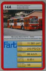 (261'062) - Quartett-Spielkarte mit Fart Mercedes-Benz/Vetter O317 K am 7. April 2024 in Thun