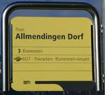 (263'167) - STI-Haltestellenschild - Thun, Allmendingen Dorf - am 26. Mai 2024