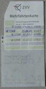 (263'781) - ZVV-Mehrfahrtenkarte am 17.