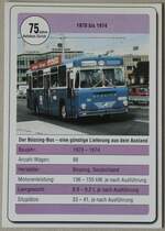 Thun/854700/264214---karte-mir-75-jahre (264'214) - Karte mir 75 Jahre Autobus Zrich mit VBZ-Bssing Nr. 190 am 30. Juni in Thun