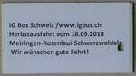 Thun/857217/264912---herbstausfahrt-vom-16-september (264'912) - Herbstausfahrt vom 16. September 2018 Meiringen-Rosenlaui-Schwarzwaldalp am 21. Juli 2024 in Thun (Rckseite)