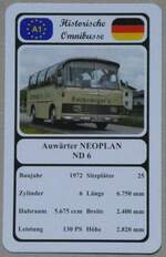 (269'226) - Quartett-Spielkarte mit Auwrter NEOPLAN ND 6 von 1972 am 17.