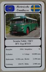 (271'114) - Quartett-Spielkarte mit Scania-Vabis / SKV B71 Typ B7153 von 1954 am 12.