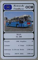 (274'649) - Quartett-Spielkarte mit MAN SL 200 von 1980 am 4.