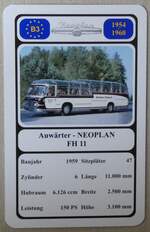 (278'803) - Quartett-Spielkarte mit Auwrter - NEOPLAN FH 11 von 1959 am 10.