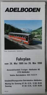 (286'231) - AFA-Fahrplan vom 28 Mai 1989 bis 26.
