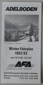 (289'595) - AFA-Winterfahrplan 1992/93 am 12.