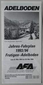 (289'966) - AFA-Jahres-Fahrplan 1993/94 Frutigen-Adelboden am 26.