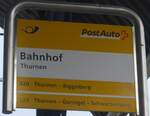 (223'052) - PostAuto-Haltestellenschild - Thurnen, Bahnhof - am 20.
