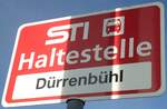 sti-3/741340/136819---sti-haltestellenschild---uebeschi-duerrenbuehl (136'819) - STI-Haltestellenschild - Uebeschi, D�rrenb�hl - am 22. November 2011