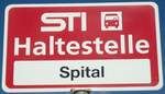 (135'476) - STI-Haltestellenschild - Unterseen, Spital - am 14.