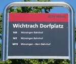 (287'151) - BERNMOBIL-Haltestellenschild - Wichtrach, Dorfplatz - am 22.