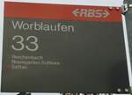 (132'433) - RBS-Haltestellenschild - Worblaufen, Worblaufen - am 24. Januar 2011