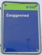 (166'235) - bls-Haltestellenschild - Zauggenried, Zauggenried - am 12. Oktober 2015
