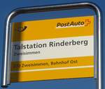 (213'107) - PostAuto-Haltestellenschild - Zweisimmen, Talstation Rinderberg - am 25. Dezember 2019