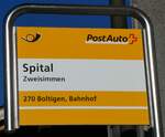 (229'872) PostAuto-Haltestellenschild - Zweisimmen, Spital - am 24.