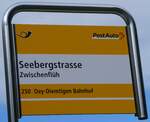 Zwischenfluh/855061/264325---postauto-haltestellenschild---zwischenflueh-seebergstrasse (264'325) - PostAuto-Haltestellenschild - Zwischenflh, Seebergstrasse - am 4. Juli 2024