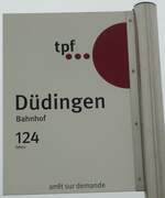 (132'726) - tpf-Haltestellenschild - Ddingen, Bahnhof - am 7.