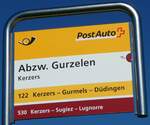 Kerzers/787128/240015---postautotpf-haltestellenschild---kerzers-abzw (240'015) - PostAuto/tpf-Haltestellenschild - Kerzers, Abzw. Gurzelen - am 11. September 2022