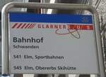 (226'423) - GLARNER BUS-Haltestellenschild - Schwanden, Bahnhof - am 12.