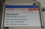 (226'424) - GLARNER BUS- Haltestellenschild - Schwanden (Glarus Sd), Bahnhof - am 12.