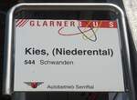 (226'428) - GLARNER BUS/Autobetrieb Sernftal-Haltestellenschild - Schwanden, Kies, (Niederental) - am 12.