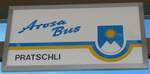 (223'212) - Arosa Bus-Haltestellenschild - Arosa, Pratschli - am 2. Januar 2021