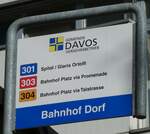 (230'528) - GEMEINDE DAVOS VERKEHRSBETRIEB-Haltestellenschild - Davos.