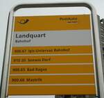 (137'927) - PostAuto-Haltestellenschild - Landquart, Bahnhof - am 5.